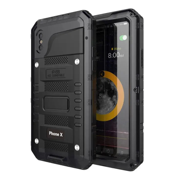 For iPhone X / XS Waterproof Dustproof Shockproof Zinc Alloy + Silicone Case - iPhone XS / X / Black