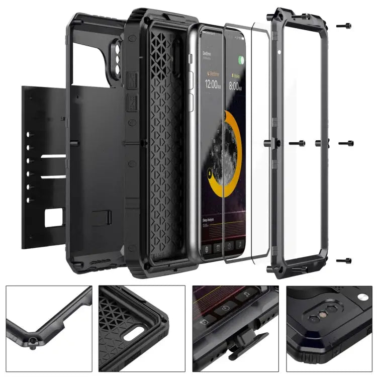 For iPhone X / XS Waterproof Dustproof Shockproof Zinc Alloy + Silicone Case