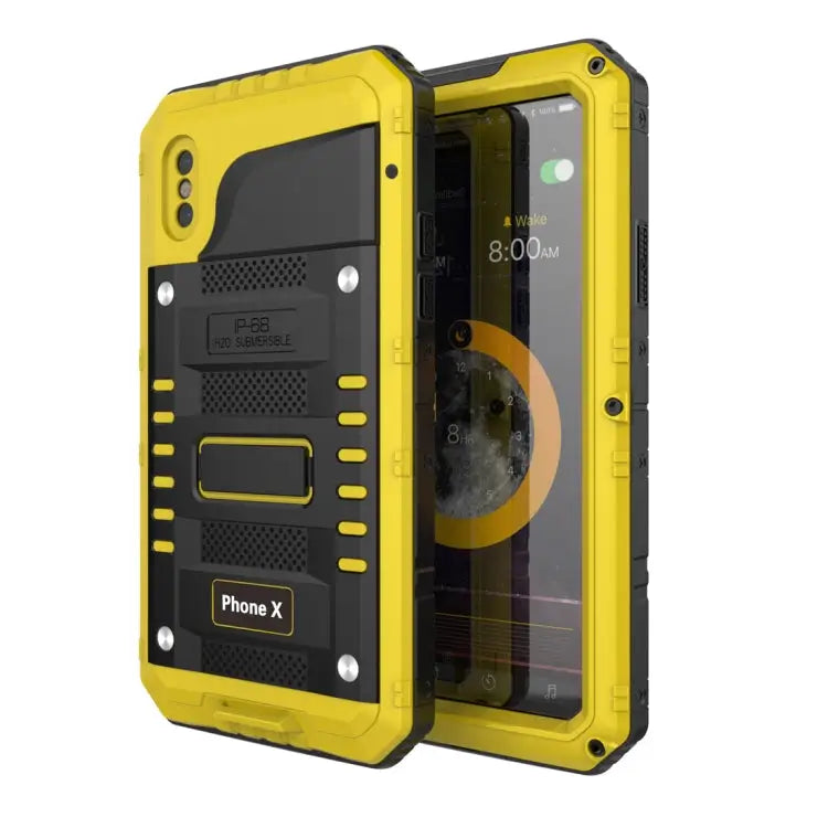 For iPhone X / XS Waterproof Dustproof Shockproof Zinc Alloy + Silicone Case - iPhone XS / X / Yellow