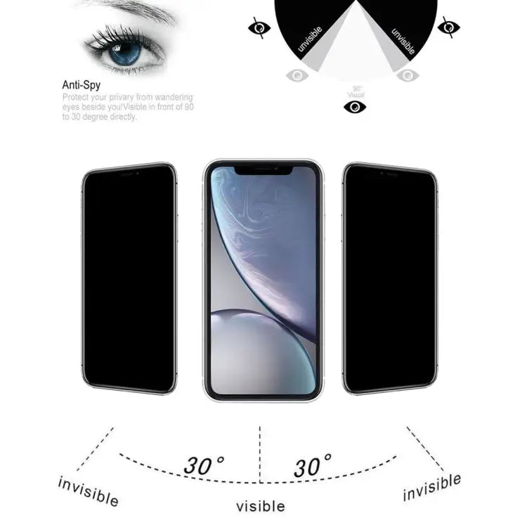For iPhone XR 9H 6D Anti-peep Tempered Glass Film - For iPhone XR