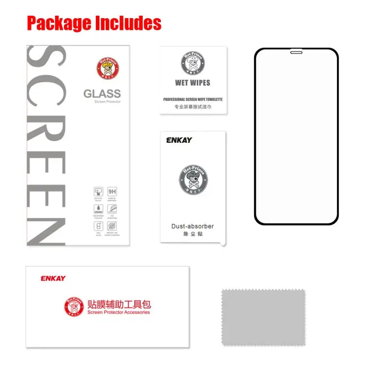 For iPhone XR ENKAY Hat-prince Full Glue 0.26mm 9H 2.5D Tempered Glass Film - For XR