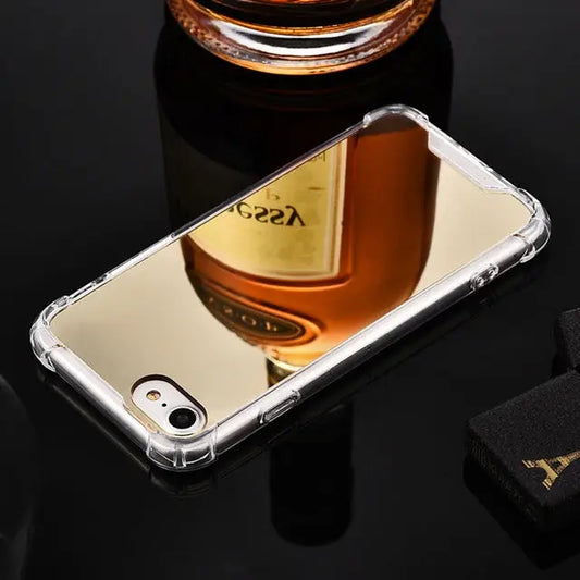 For iPhone XR Luxury Plating Mirror Acrylic TPU Case - For iPhone XR / Gold