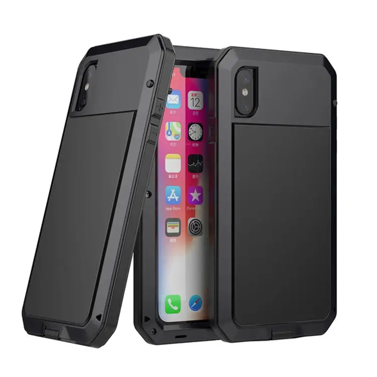 For iPhone XR Metal Shockproof Waterproof Protective Case - iPhone XR / Black