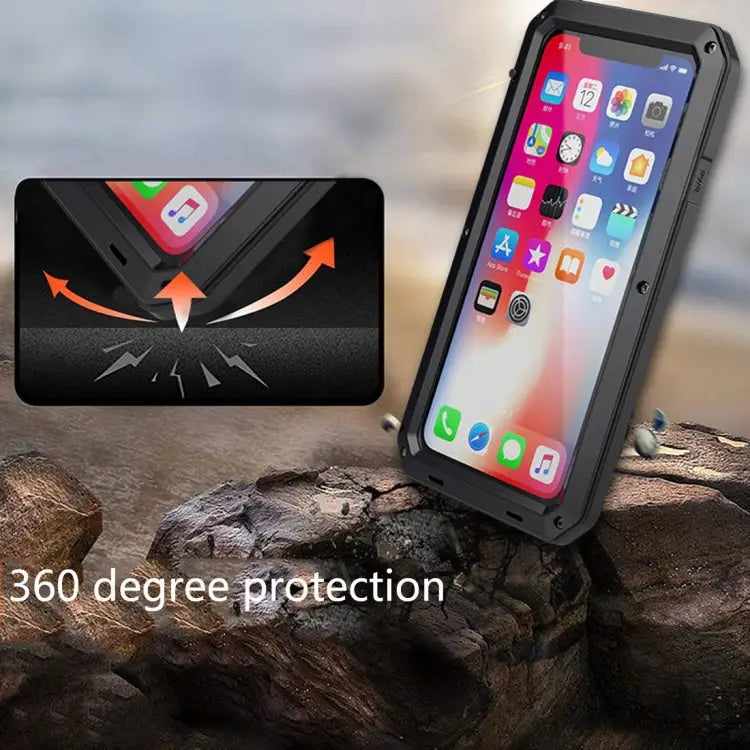 For iPhone XR Metal Shockproof Waterproof Protective Case - iPhone XR / Black