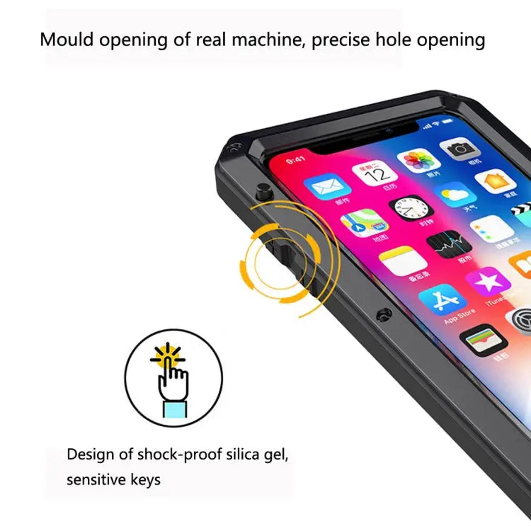 For iPhone XR Metal Shockproof Waterproof Protective Case - iPhone XR / Black