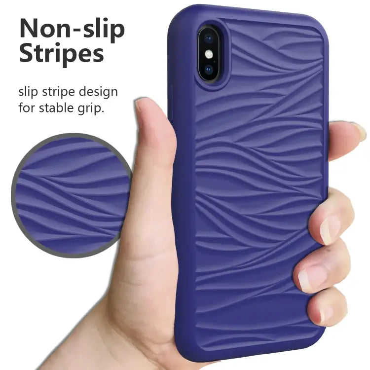 For iPhone XR Wave Pattern 3 in 1 Silicone + PC Shockproof Protective Case - Apple Accessories