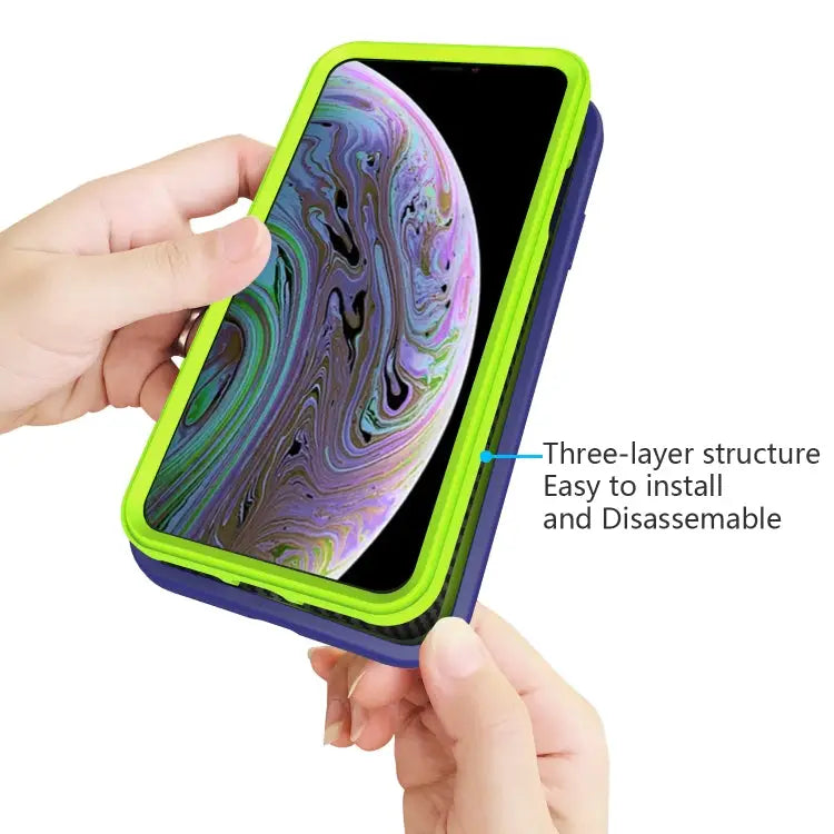 For iPhone XR Wave Pattern 3 in 1 Silicone + PC Shockproof Protective Case - Apple Accessories