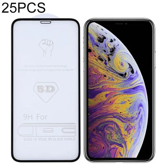 For iPhone XS Max 25pcs 9H 5D Full Glue Full Screen Tempered Glass Film - For iPhone XS Max (25 PCS)
