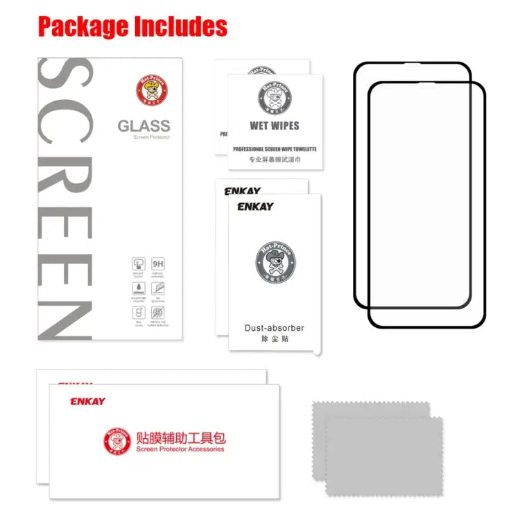 For iPhone XS Max 2pcs ENKAY Hat-Prince 0.2mm 9H 2.5D Full Screen Tempered Glass Film - For XS Max