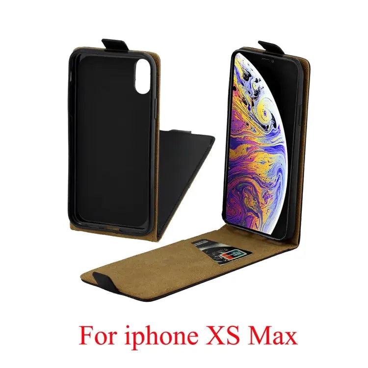 For iPhone XS Max Business Style Vertical Flip TPU Leather Case with Card Slot - For XS Max