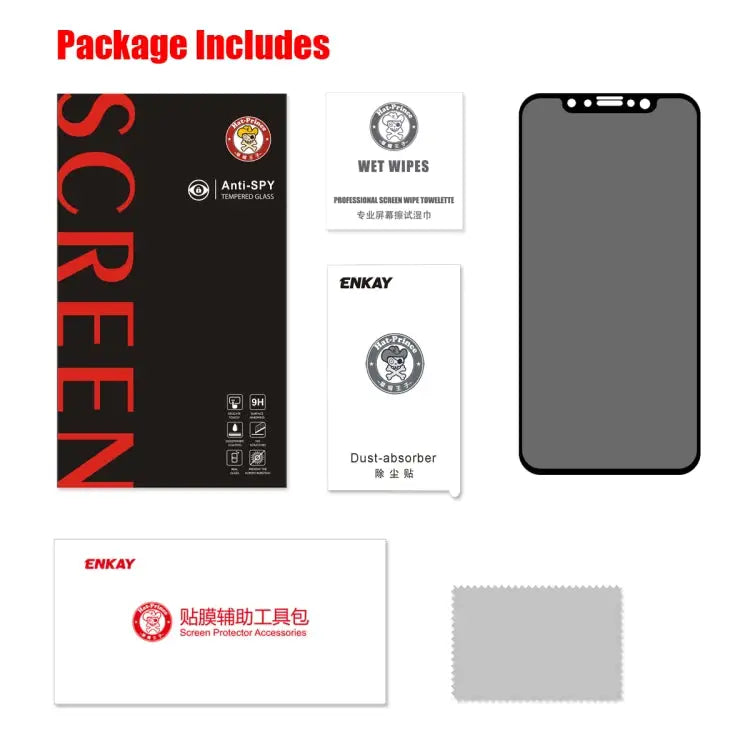 For iPhone XS Max ENKAY Hat-Prince 0.26mm 9H 6D Privacy Anti-glare Full Screen Tempered Glass Film - iPhone XS Max