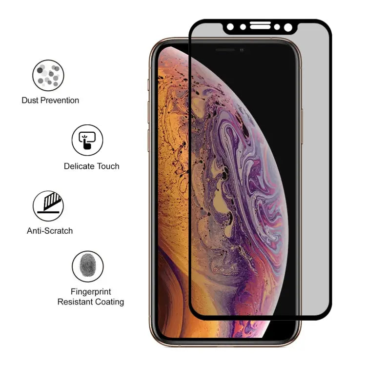 For iPhone XS Max ENKAY Hat-Prince 0.26mm 9H 6D Privacy Anti-glare Full Screen Tempered Glass Film - iPhone XS Max