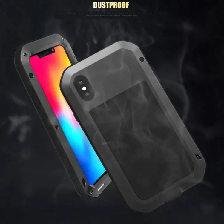 For iPhone XS Max LOVE MEI Powerful Dustproof Shockproof Anti-slip Metal + Silicone Combination Case - For XS Max
