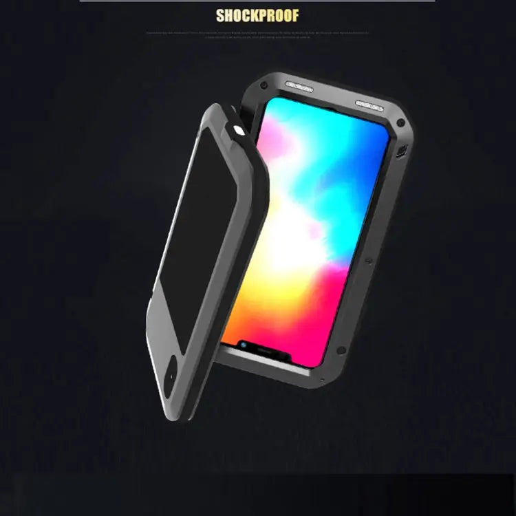 For iPhone XS Max LOVE MEI Powerful Dustproof Shockproof Anti-slip Metal + Silicone Combination Case - For XS Max