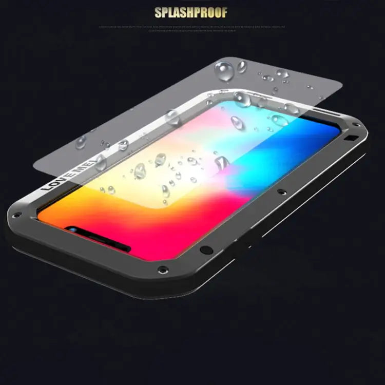 For iPhone XS Max LOVE MEI Powerful Dustproof Shockproof Anti-slip Metal + Silicone Combination Case - For XS Max