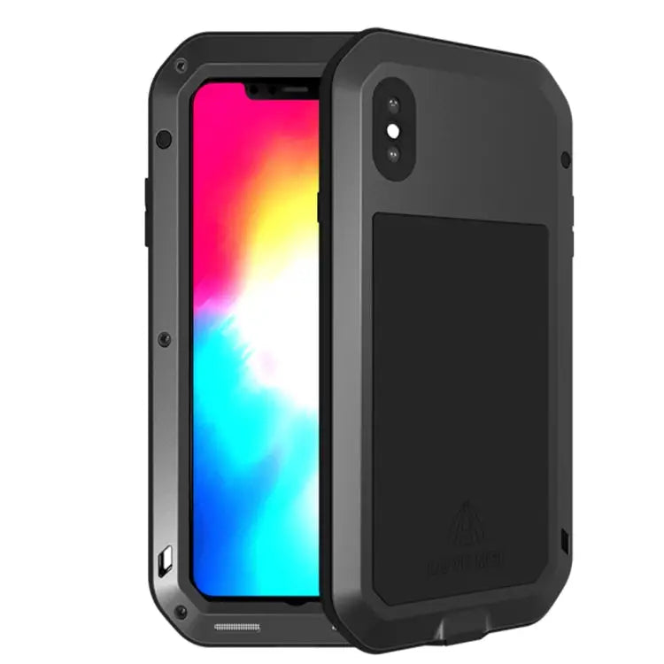 For iPhone XS Max LOVE MEI Powerful Dustproof Shockproof Anti-slip Metal + Silicone Combination Case - For XS Max
