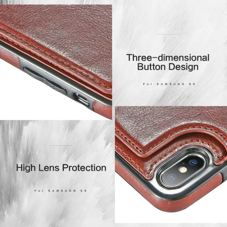 For iPhone XS Max Retro PU Leather Case Multi Card Holders Phone Cases