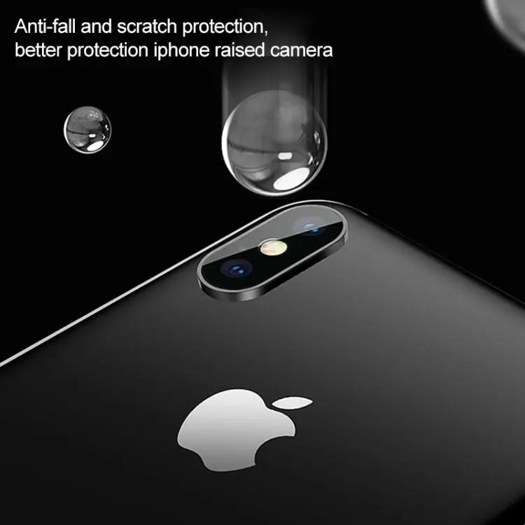 For iPhone XS Max Titanium Alloy Metal Camera Lens Protector Tempered Glass Film For iPhone XS Max (Black)(1 PC)