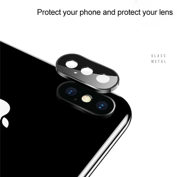 For iPhone XS Max Titanium Alloy Metal Camera Lens Protector Tempered Glass Film For iPhone XS Max (Black)(1 PC)