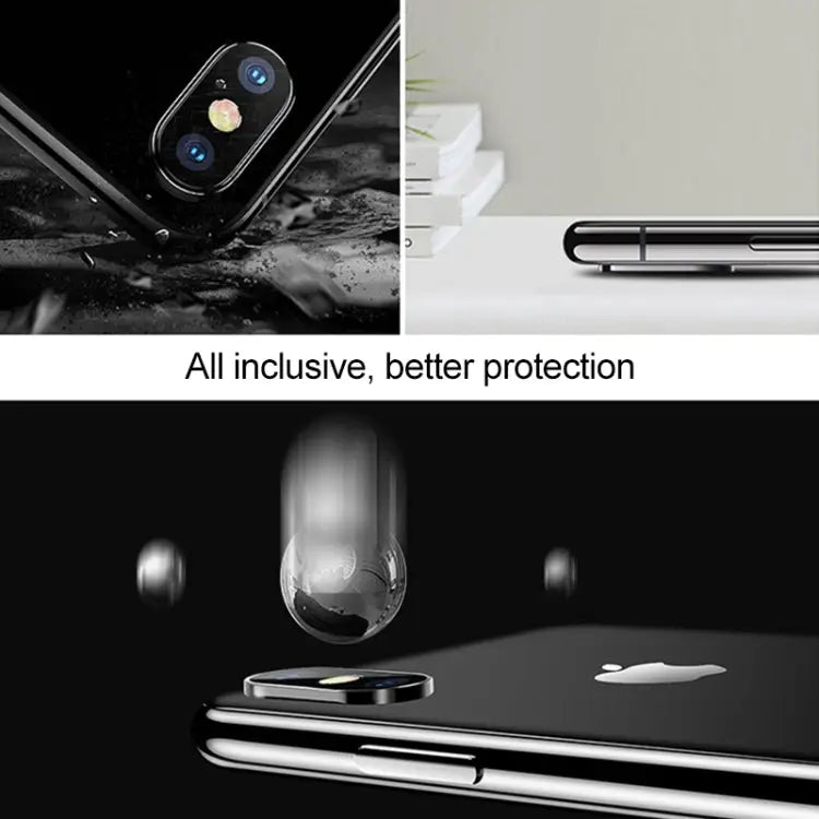 For iPhone XS Max Titanium Alloy Metal Camera Lens Protector Tempered Glass Film For iPhone XS Max (Black)(1 PC)