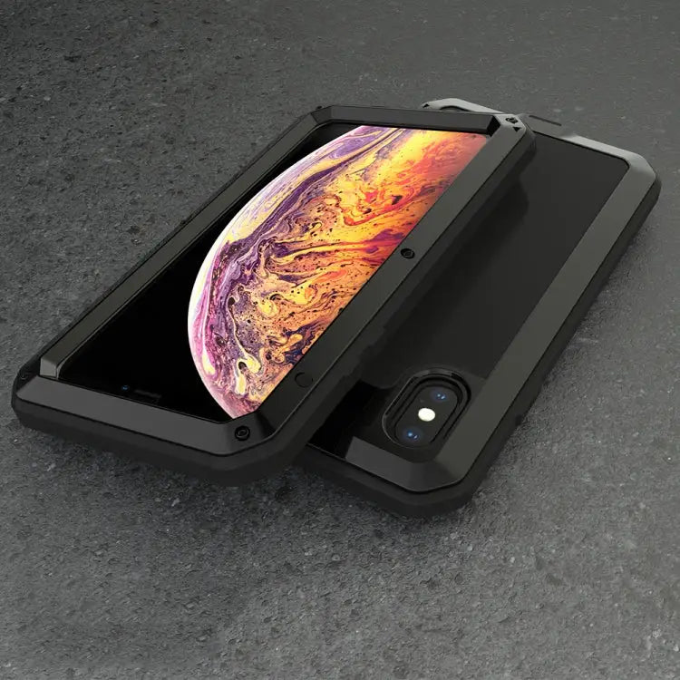 For iPhone XS Max Waterproof Dustproof Shockproof Aluminum Alloy + Tempered Glass + Silicone Case - iPhone XS Max