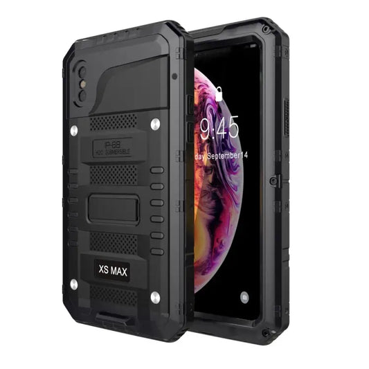 For iPhone XS Max Waterproof Dustproof Shockproof Zinc Alloy + Silicone Case - iPhone XS Max / Black