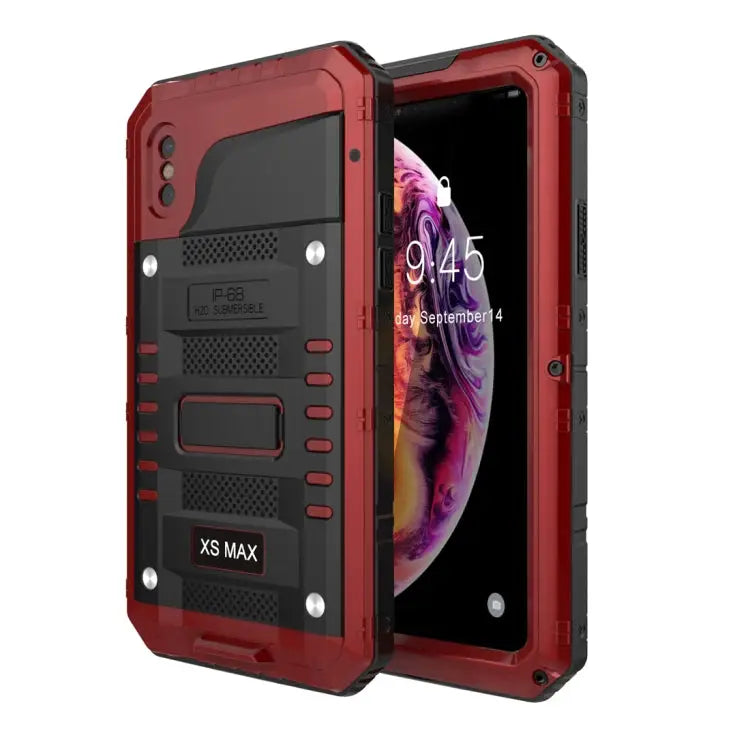 For iPhone XS Max Waterproof Dustproof Shockproof Zinc Alloy + Silicone Case - iPhone XS Max / Red