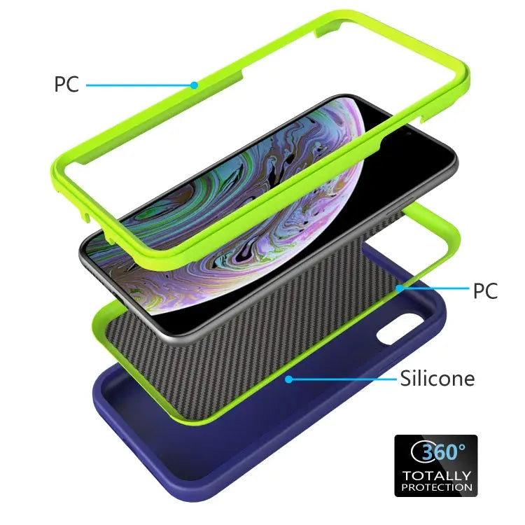 For iPhone XS Max Wave Pattern 3 in 1 Silicone + PC Shockproof Protective Case - Apple Accessories