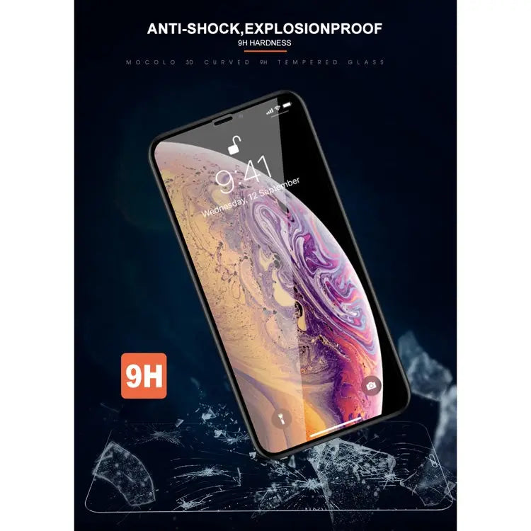 For iPhone XS / X mocolo 0.33mm 9H 3D Round Edge Tempered Glass Film - iPhone XS / X