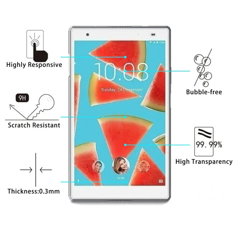 For Lenovo Tab4 8 Plus / TB-8704 / TB-8704F 0.3mm 9H Surface Hardness Tempered Glass Screen Protector For TB-8704