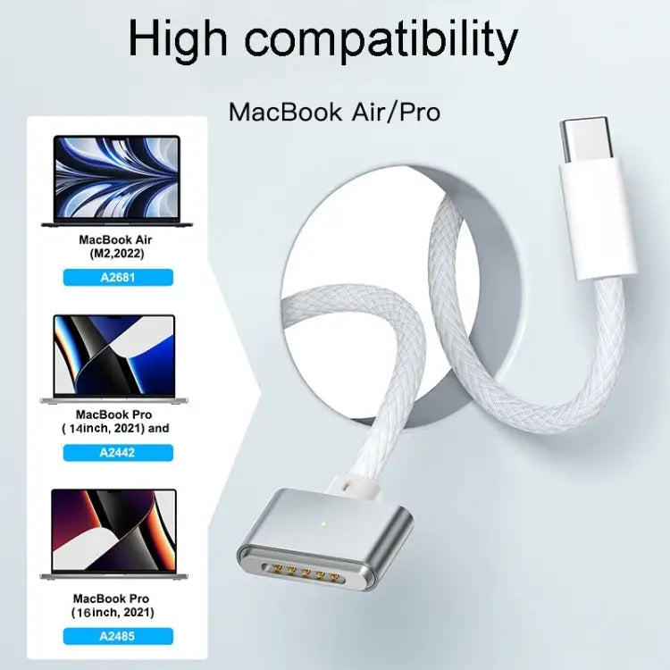 For Macbook Air/Pro Series Type-C To Magsafe 3 Braided Magnetic Cable 2m - 2m - Apple Accessories