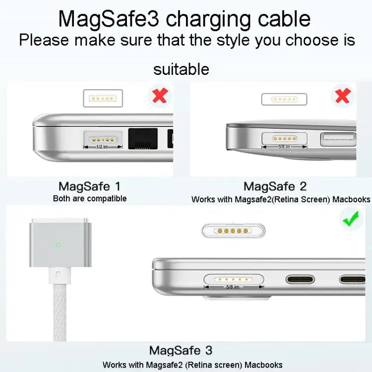 For Macbook Air/Pro Series Type-C To Magsafe 3 Braided Magnetic Cable 2m - 2m - Apple Accessories
