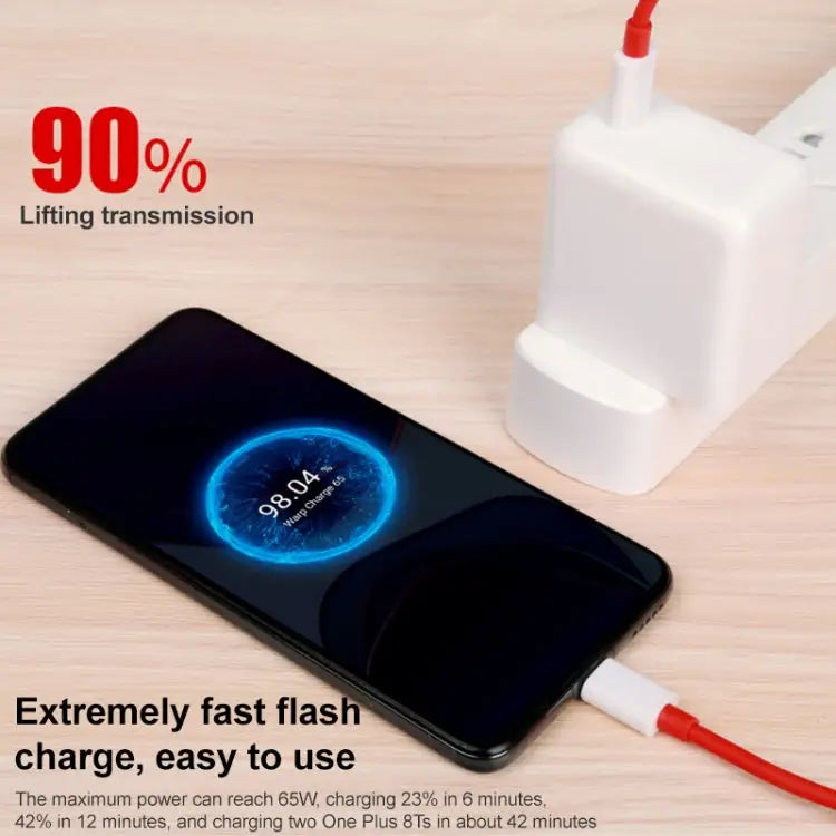 For OnePlus 9 Fast Charging Cable 65W 6A Dual Type-C Interface Charging Data Cable Length:1m Length:1.5m Length:2m