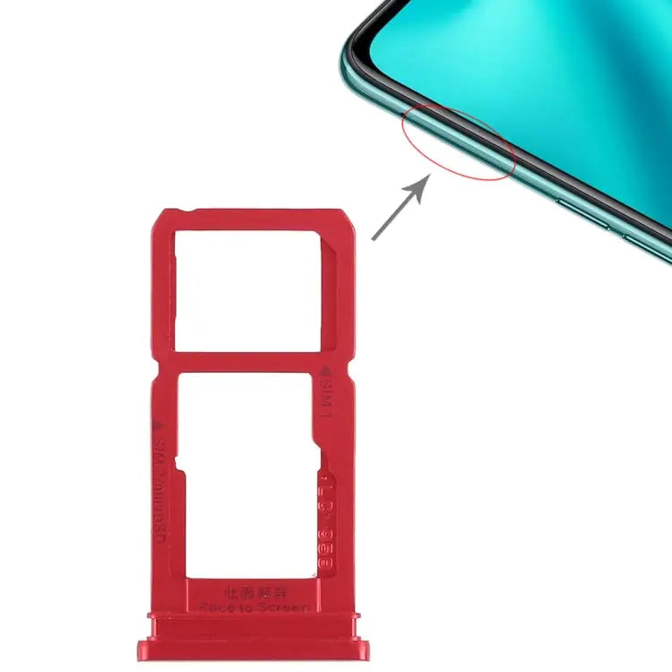 For OPPO R15 SIM Card Tray + SIM Card Tray / Micro SD Card Tray For OPPO R15 - For OPPO R15 / Red