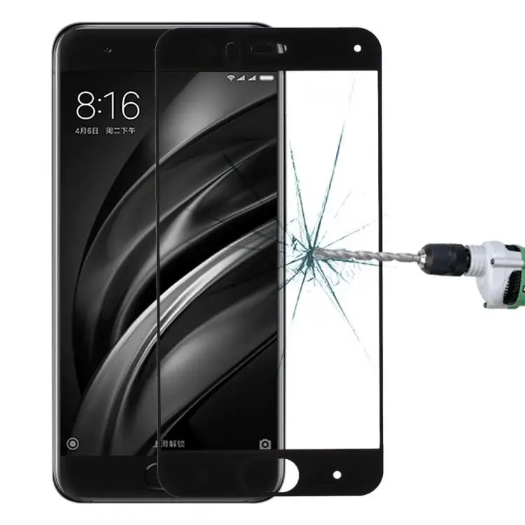 For Xiaomi Mi 6 0.33mm 9H Surface Hardness Silk-screen Full Screen Tempered Glass Screen Protector - For Mi 6 / Black