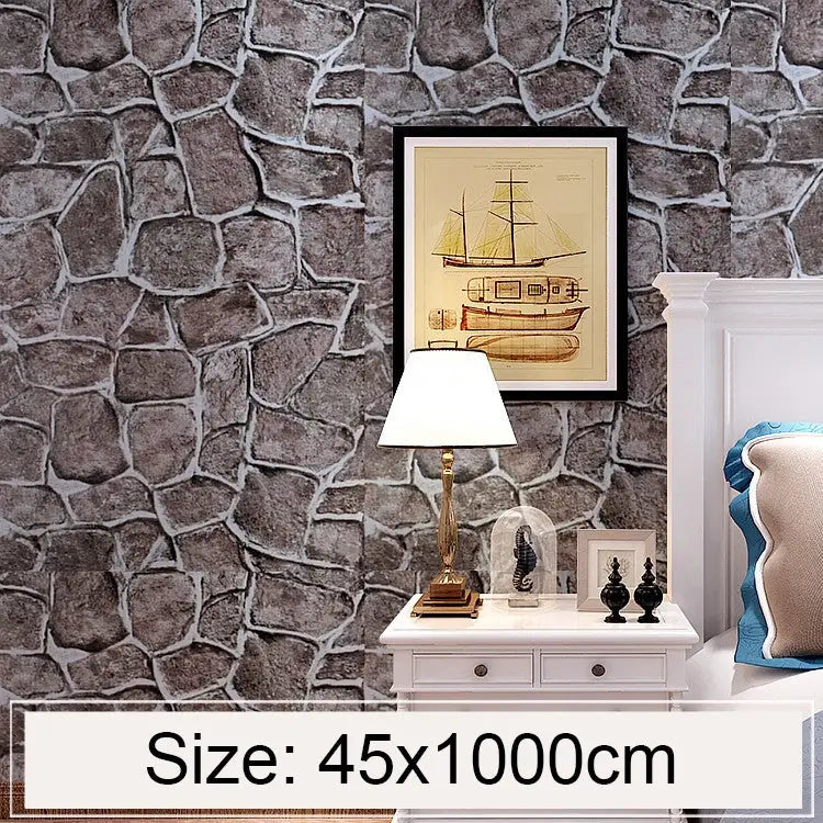 Fort Brick Creative 3D Stone Brick Decoration Wallpaper Stickers Bedroom Living Room Wall Waterproof Wallpaper Roll
