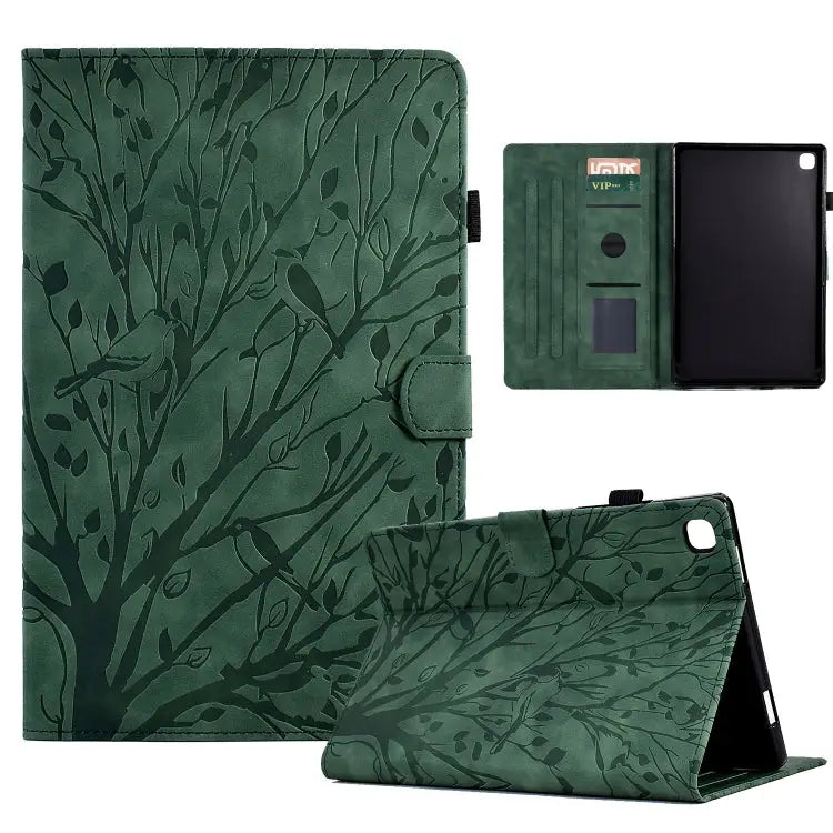 Fortune Tree Pressure Flower PU Tablet Case with Wake-up / Sleep Function For Samsung Galaxy Tab S6 Lite For Samsung