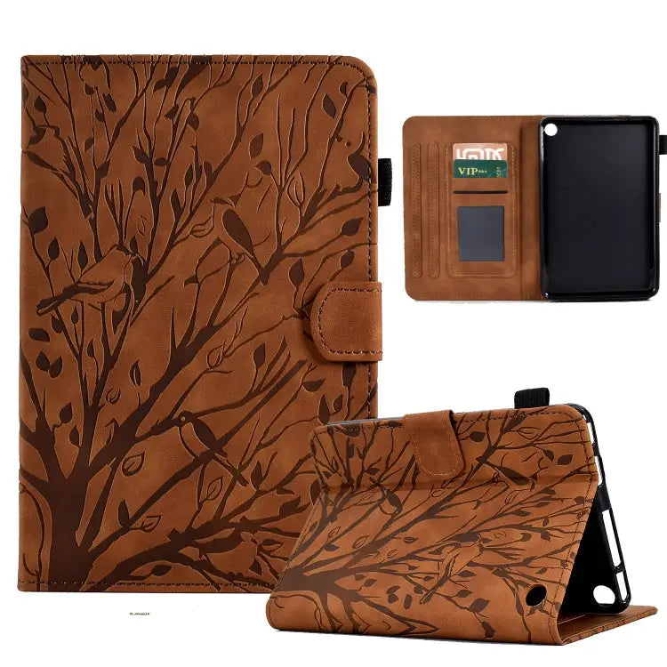 Fortune Tree Pressure Flower PU Tablet Case with Wake-up / Sleep Function For Amazon Fire 7 2022 For Amazon Kindle