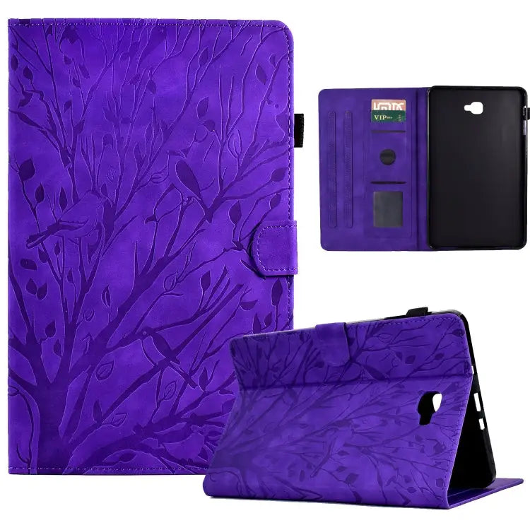 Fortune Tree Pressure Flower PU Tablet Case with Wake-up / Sleep Function For Samsung Galaxy Tab A 10.1 2016