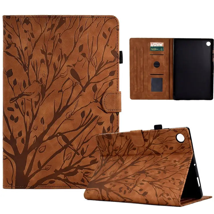 Fortune Tree Pressure Flower PU Tablet Case with Wake-up / Sleep Function For Lenovo Tab M9 For Lenovo Tab M10 Gen 3