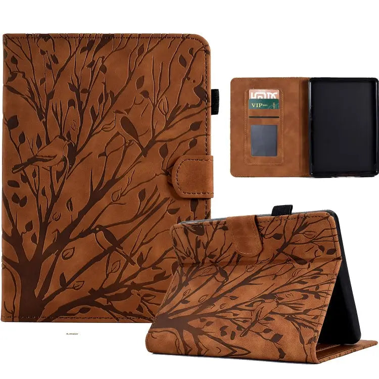 Fortune Tree Pressure Flower PU Tablet Case with Wake-up / Sleep Function For Amazon Fire HD 8 / HD 8 Plus 2020 2022