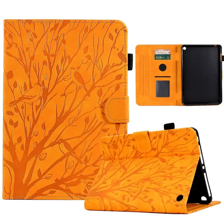 Fortune Tree Pressure Flower PU Tablet Case with Wake-up / Sleep Function For Amazon Fire HD 8 / HD 8 Plus 2020 2022