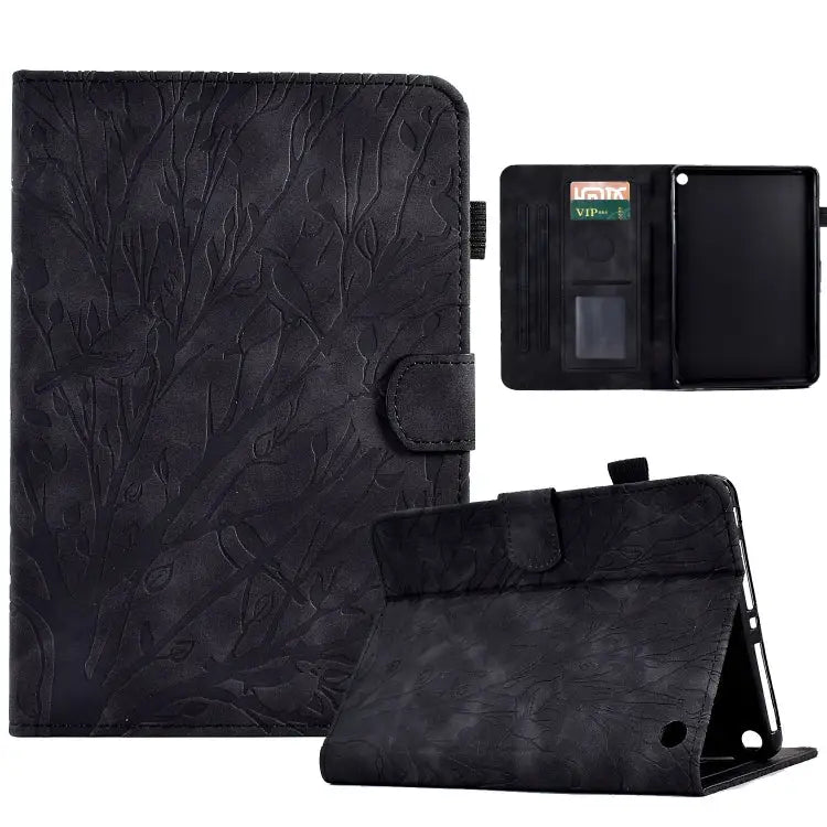 Fortune Tree Pressure Flower PU Tablet Case with Wake-up / Sleep Function For Amazon Fire HD 8 / HD 8 Plus 2020 2022