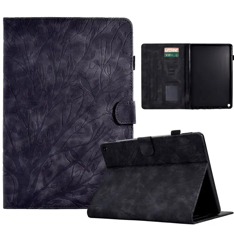 Fortune Tree Pressure Flower PU Tablet Case with Wake-up / Sleep Function For Amazon Fire HD 8 / HD 8 Plus 2020 2022