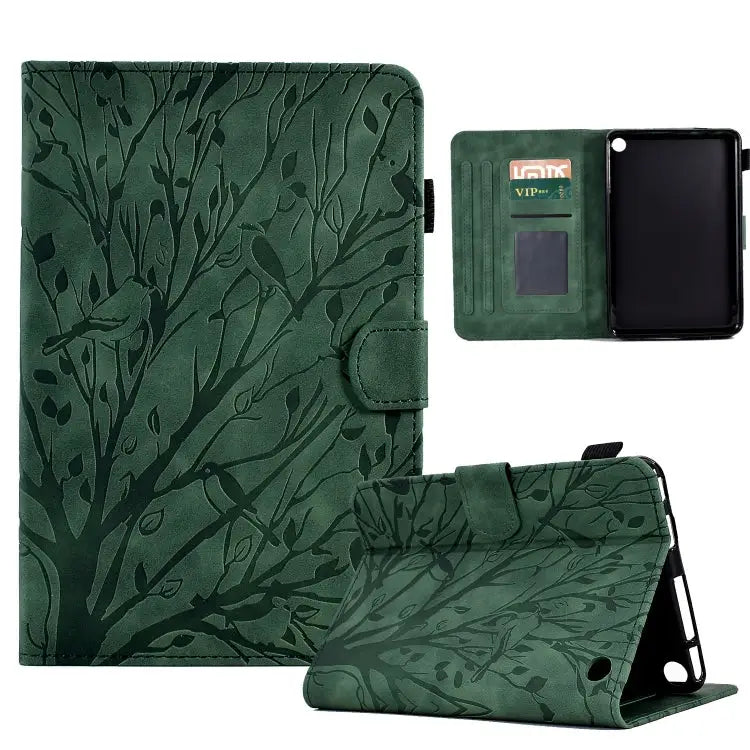 Fortune Tree Pressure Flower PU Tablet Case with Wake-up / Sleep Function For Amazon Fire 7 2022 For Amazon Kindle