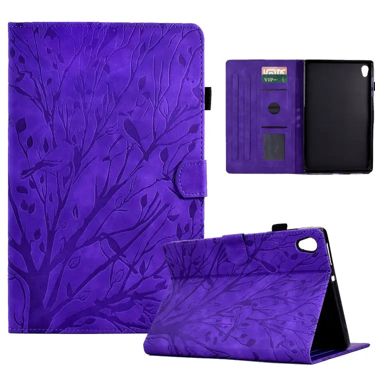 Fortune Tree Pressure Flower PU Tablet Case with Wake-up / Sleep Function For Amazon Fire 7 2022 For Amazon Kindle