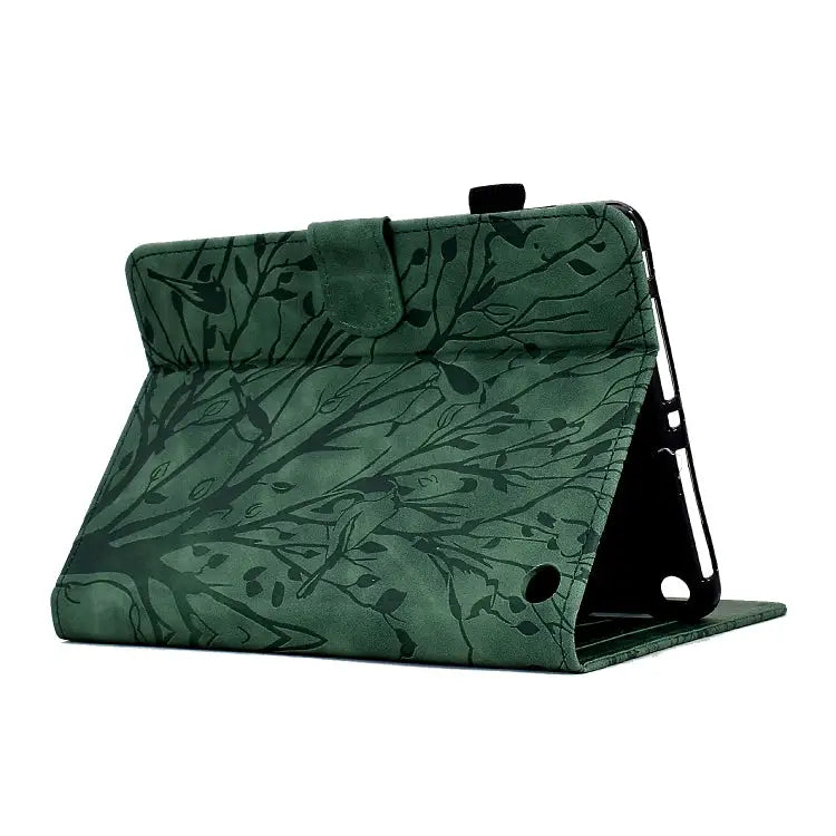 Fortune Tree Pressure Flower PU Tablet Case with Wake-up / Sleep Function For Amazon Fire HD 8 / HD 8 Plus 2020 2022