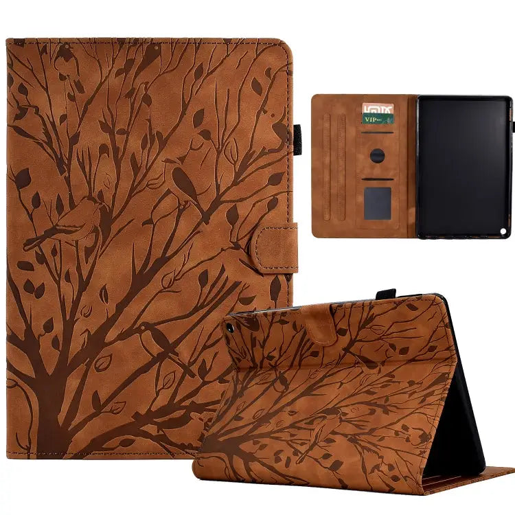 Fortune Tree Pressure Flower PU Tablet Case with Wake-up / Sleep Function For Amazon Fire HD 8 / HD 8 Plus 2020 2022