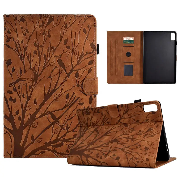 Fortune Tree Pressure Flower PU Tablet Case with Wake-up / Sleep Function For Lenovo Tab M9 For Lenovo Tab M10 Gen 3