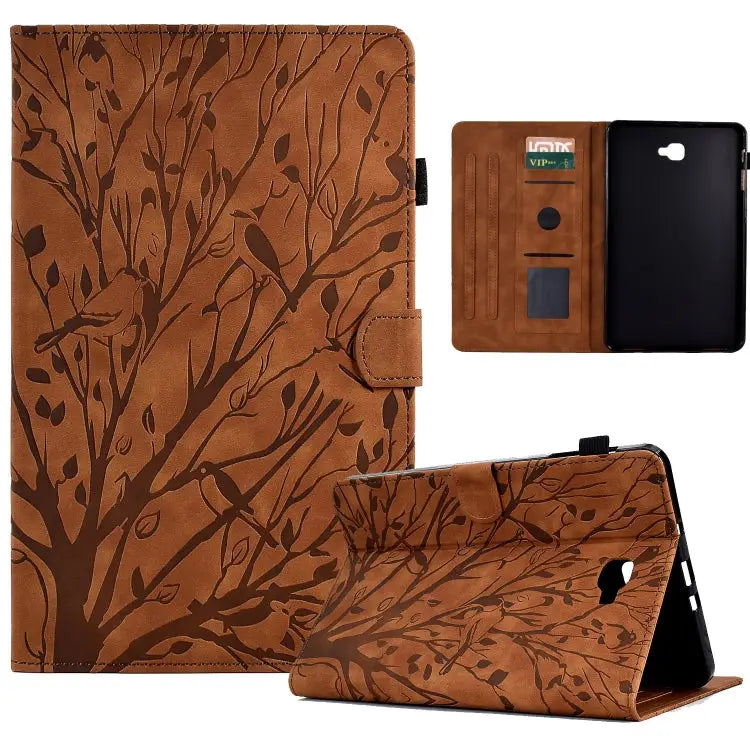 Fortune Tree Pressure Flower PU Tablet Case with Wake-up / Sleep Function For Samsung Galaxy Tab A 10.1 2016